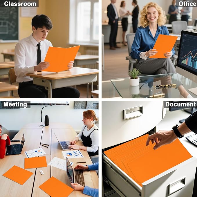 Folders with Pockets, LAYZZ 30 Pack Paper Pocket Folders, 2 Pocket File folders Fits Letter Size Paper, for School Office and Home (Orange)