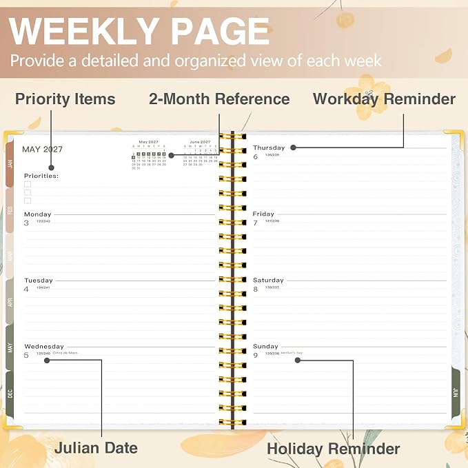 Large 2026-2027 Academic Planner – Weekly & Monthly Planner Organizer from July 2026 - June 2027, 8.5"x11" Aesthetic Daily Agenda Planning Book with Pocket Stickers for Women Students Office, A4 Size