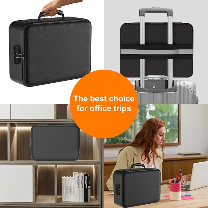 Fireproof Document Box, Multi-Layer Heat Insulated Fire and waterproof office bag with lock，Portable family outdoor travel bags are suitable for storing important documents and valuable.