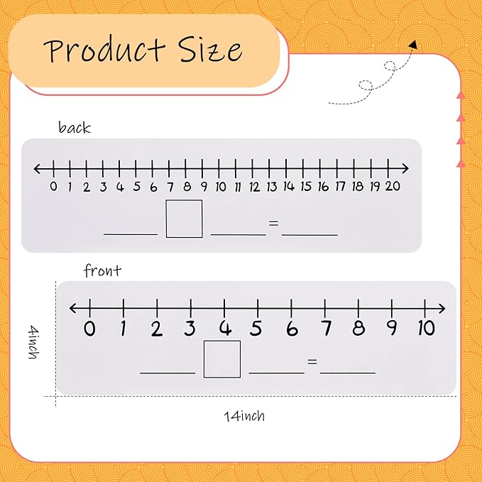 8 Pcs Dry Erase Number Line White Boards with 8 Pcs Dry Erase Erasers 4 x 14'' Inch Double Sided White Board Dry Erase Board for Kids Number Lines for Students Math Manipulatives for School Supplies
