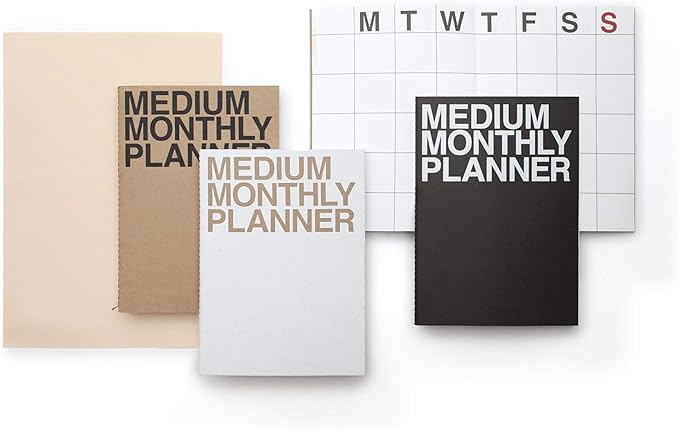 JSTORY Medium Monthly Planner Lays Flat Undated Year Round Flexible Cover Goal/Time Organizer Thick Paper Eco Friendly Customizable Stitch Bound A5 16 Months 150 GSM 18 Sheets Kraft