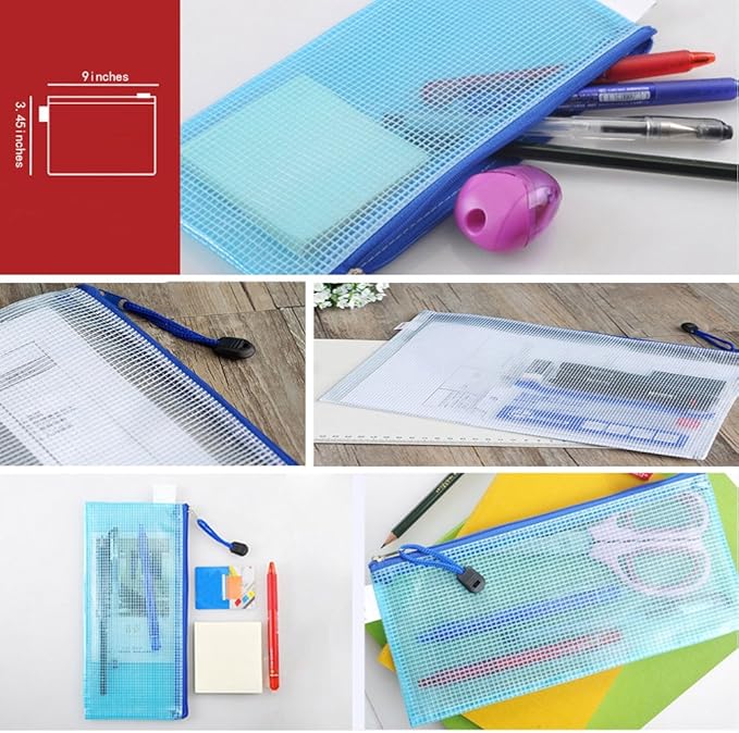 Small Zipper Envelope Document Storage Pouch Bag Invoice Holder Organizer for Budget, Check, Pencil, 5 Counts
