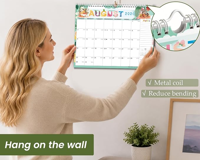 AECCN Calendar 2026-2027 3 Pack, 18 Months Calendars, 14.4" x 11.4" Durable Thick Paper, Anti Ink Bleed, Wall Calendar 2026-2027 with Stickers for Home, school, Office Planning-Colorful