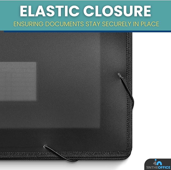 1InTheOffice Plastic Expanding File Wallet, Plastic Envelopes with Elastic Closure, 3.5" Expansion, Legal Size, Black, 1 Pack