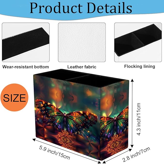 Pen Holder, Pencil Case, Makeup Brush Storage Box, Tableware Storage Box, Suitable for Office Or Home Item Organizing Stand - Psychedelic Butterfly
