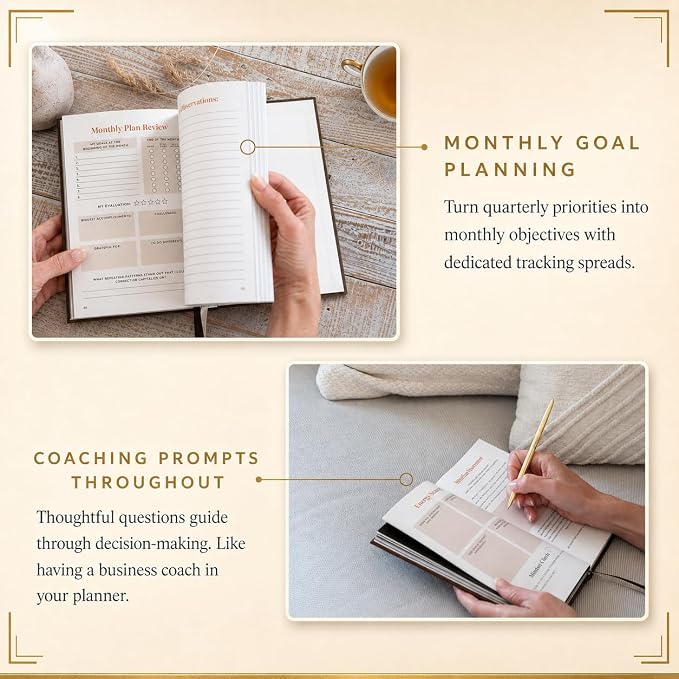 Goal Planner and Monthly Business Planner for Entrepreneurs, Coaches and Small Business Owners, Undated A5 Goal Setting Journal with Guided Prompts, Strategic by Design
