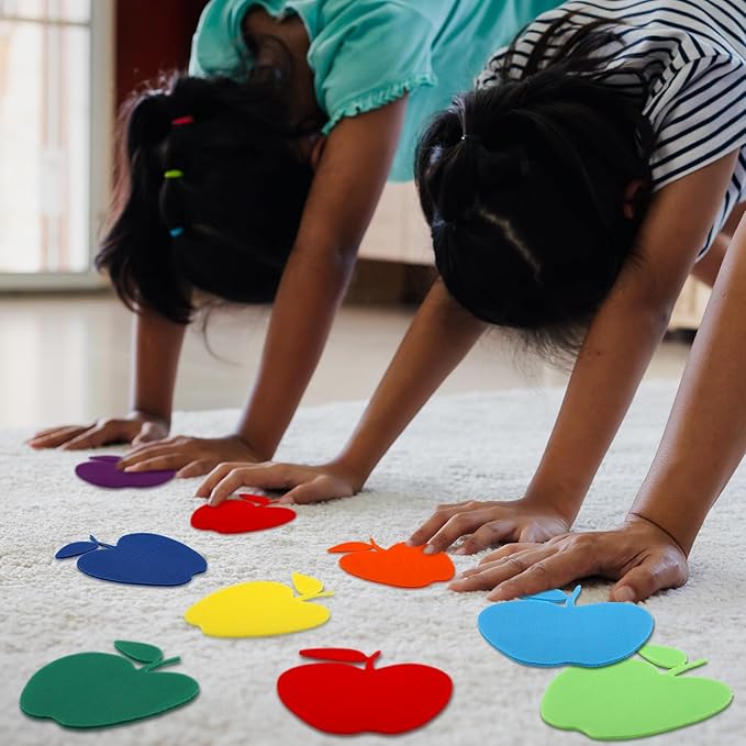 Ireer 48 Pcs 5'' Carpet Markers Spots Apple Shape Carpet Dots for Classroom 8 Colors Floor Dots for Classroom Preschool Kindergarten Daycare Teachers Students Elementary School Supplies
