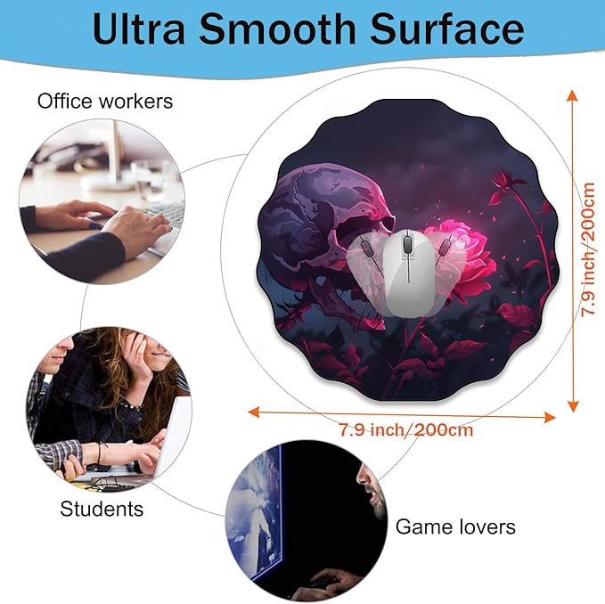 Pen Holder and Anti-Slip Mouse Pad Combination, Makeup Brush Storage Box, Tableware Storage Box, Suitable for Office and Home - Rose Skull