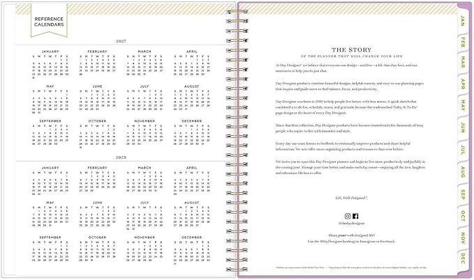 Blue Sky Day Designer 2027 Monthly Planner Calendar, January 2027 - December 2027, 8" x 10", Clear Pocket Cover, Durable Twin Wire Binding, Storage Pocket, Stickers, Kerridge Lilac