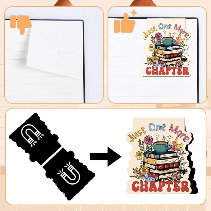 Wxiben Book Lover Magnetic Bookmark - 9Pcs Flower Book Mark Magnets Cute Cat Floral Bookmarks Magnetic Bookish Magnets Book Markers Page Clip Gifts for Women Teen Students Teacher Reading Office