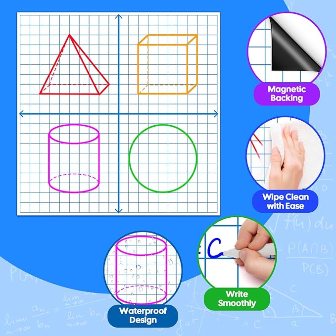 Giant Magnetic XY Coordinate Grid Paper Dry Erase Large Graph Chart Board for Whiteboard, Elementary Middle High School Math Manipulatives Teacher Essentials Classroom Must Haves Supplies