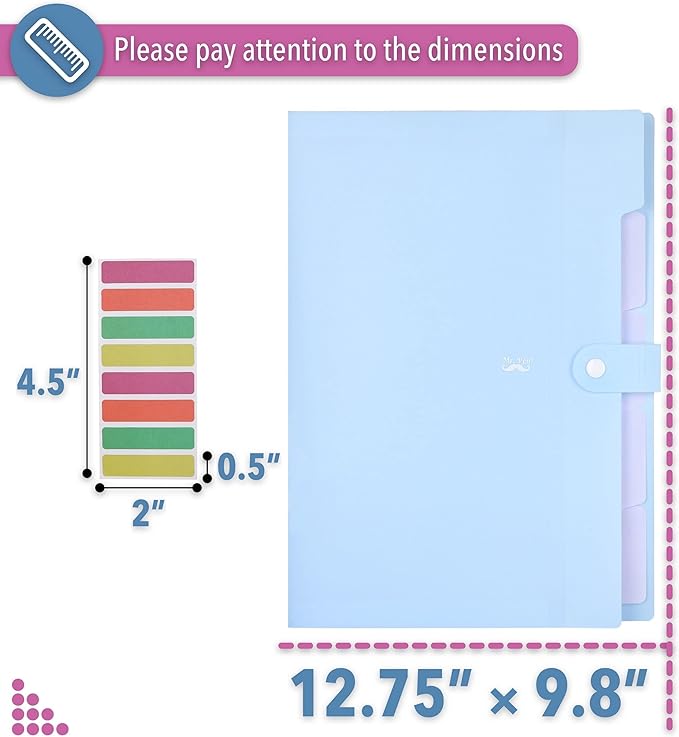 Mr. Pen Expanding File Folder, 2 Pack, 5 Pocket, Accordion Folder with Labels, A4/Letter Size, Waterproof and Tearproof