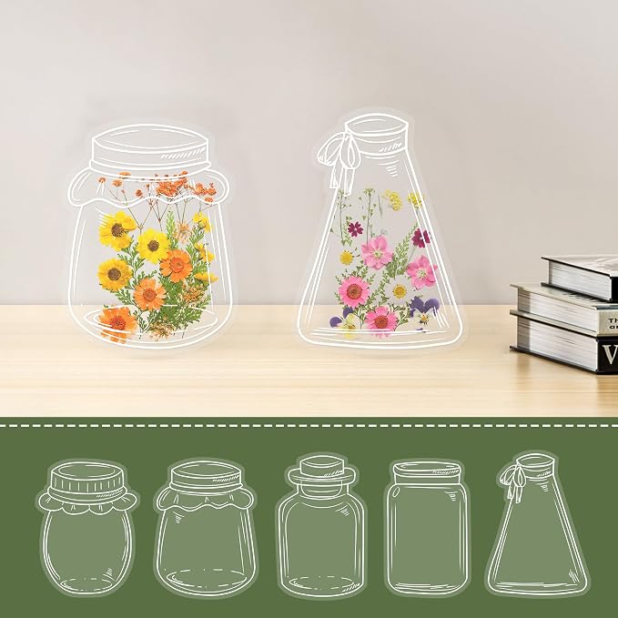 Large Size Transparent Dried Flower Bookmarks, 20 PCS Handmade DIY Flower Page Clips,World in Bottle-Making Stunning Herbarium(Honey Jar)