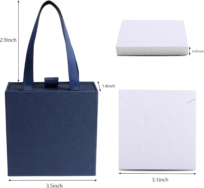 40 pcs paper boxes 9 x 9 x 3.5 cm, blue luxury gift storage, jewelry gift storage box for earrings necklaces bracelets rings