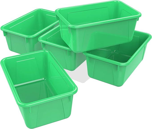 Storex Small Cubby Bins, Pack of 5, 12.2 x 7.8 x 5.1 Inches, Green (62417U05C)