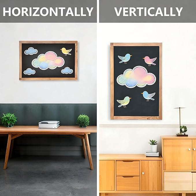 KOOLDE 16" x 24" Magnetic Chalkboard - Large Hanging Framed Wall Wood Frame Board Sign Blackboard for Home, Office, School, Restaurant