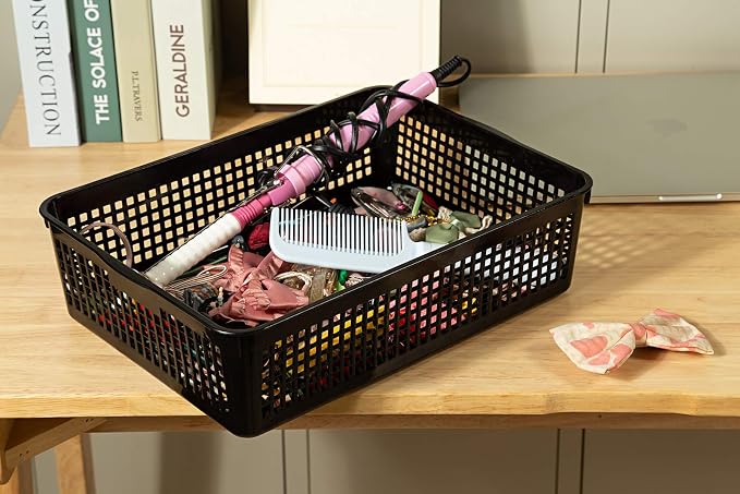 Aebeky A4 Size Plastic Paper Storage Trays,Desktop File Organizer Baskets,6-Packs (Black)