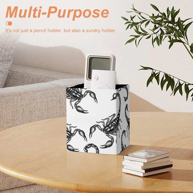 Women's Fashion Pencil Pen Holder Cup, Waterproof Office Supplies, Waterproof Multifunctional Office Supplies Black Scorpion