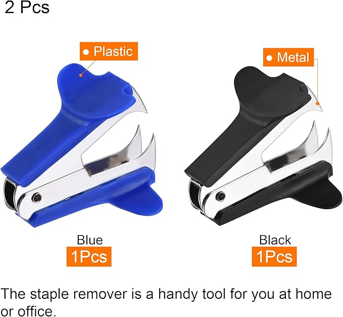 MECCANIXITY Staple Remover Tools, Staplers Puller Steel Jaw for Office Home Desktop Supply Accessory, Black Blue Pack of 2