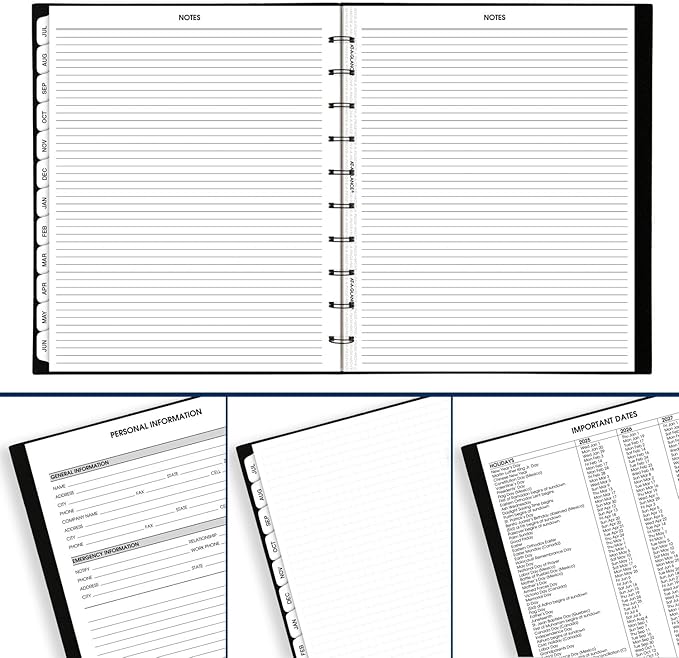 AT-A-GLANCE Planner 2025-2026 Academic, Weekly & Monthly, Quarter-Hourly Appointment Book, 9" x 11", Large, Monthly Tabs, Flexible Cover, Move-A-Page, Black (70957E05)