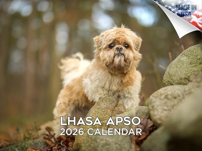 2025 2026 Lhasa Apso Calendar - Dog Breed Monthly Wall Calendar - 12" x 18" Open - Thick No-Bleed Paper - Giftable - Academic Teacher's Planner Calendar Organizing & Planning - Made in USA