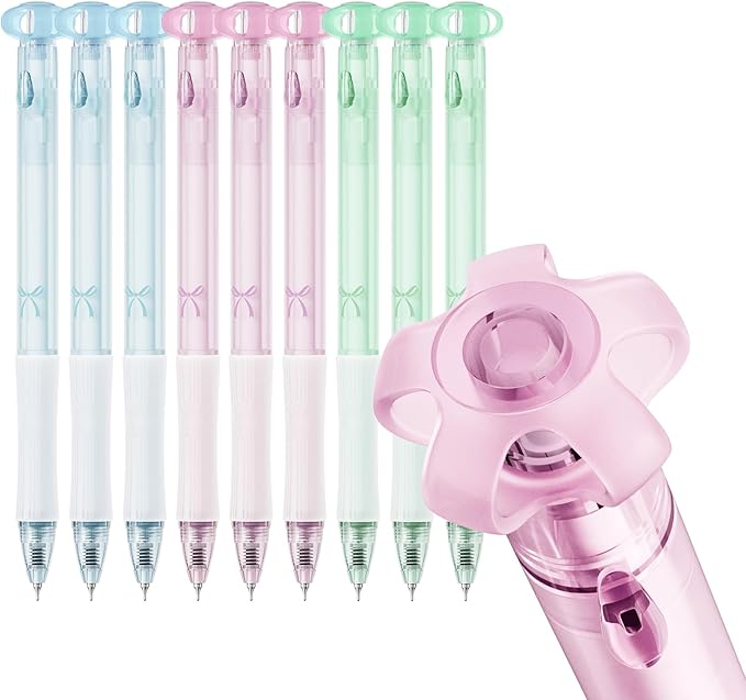 Hiacry 9 Pcs Flower Gel Pens, Black Ink 0.7mm Fine Point, Aesthetic Cute Flower Design, Quick Dry & Smooth Writing Retractable Pens for Journaling, School, Office Supplies, Gifts for Women