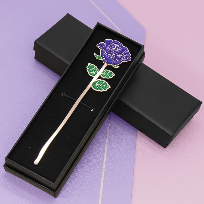 Metal Purple Rose Bookmark, Bookmarks for Women, Cute Bookmarks Gift for Book Lovers, Gift for Mother's Day, Girlfriend and Friend Graduation, Teacher's Day, Thanksgiving