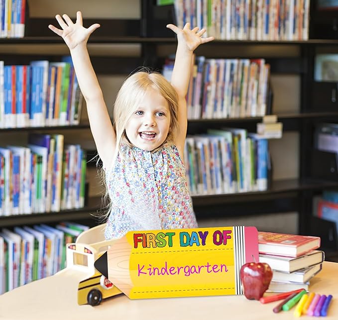 First Day of School Board Sign - Double Sided Pencil First and Last Day of Preschool Kindergarten Chalkboard Sign Reusable & Erasable Back to School Supplies Photo Prop Gift for Kids