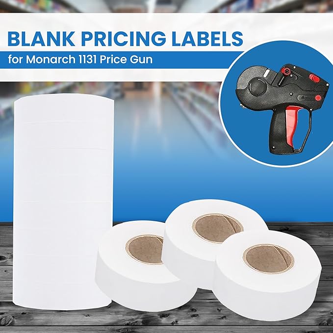Monarch Price Gun White Labels for Monarch Paxar 1131 Labeler - 8 Sleeves, 160,000 Labels - Easy to Load Pricing Tag Gun Label