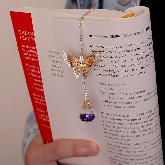 Teacher Appreciation Gifts for Women - Metal Leaf Bookmark with 3D Butterfly Charm – Mother’s Day Gifts for Mom, Thank You Gifts, Book Lover Gift Under 10 Dollars, Gift Box Included
