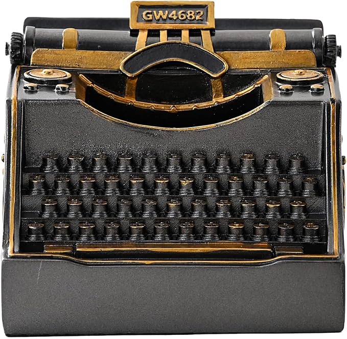 Retro Typewriter Pen Holder Decorative Resin Vintage Pencil Holders Desk Organizer for Writer's Desk (Iron)