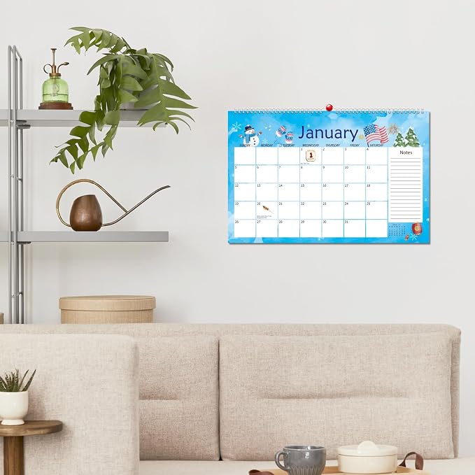 Watercolor Desk Calendar 2025-2026 with Seasonal Monthly Holiday Planner Stickers24 Months Large Deskpad Calendar 17x11"