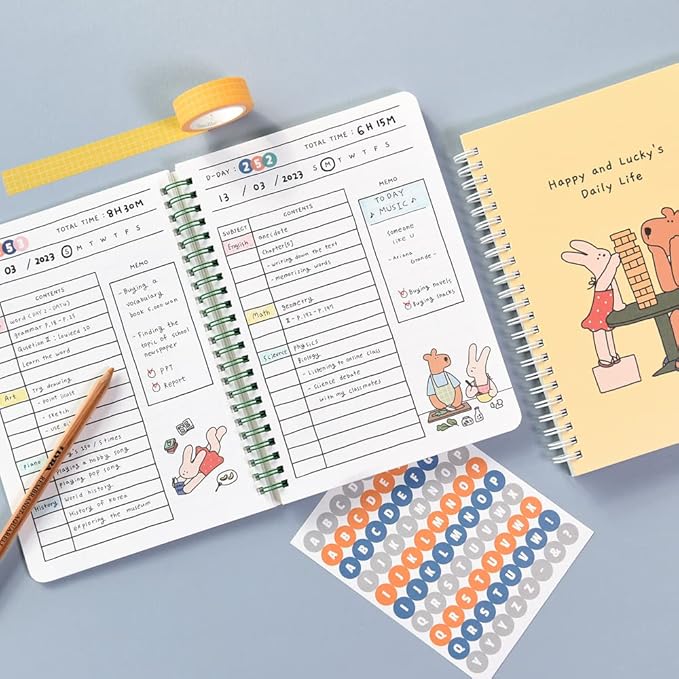 Monolike Happy and Lucky 4 Month Study Planner, Jenga - Academic Planner, Weekly & Monthly Planner, Study plan