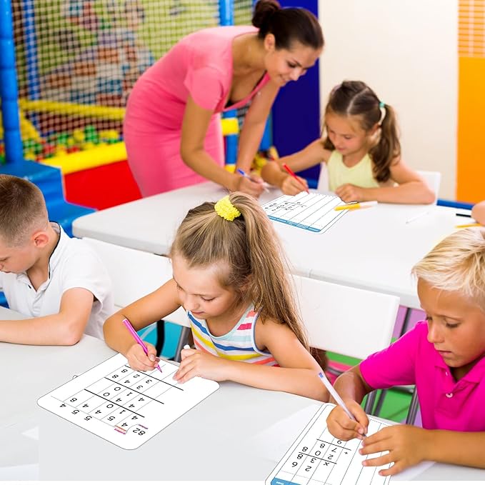 24 Pack Dry Erase Long Division Whiteboard for Kids Teaching Multiplication Double-Sided Cardboard Board Division Chart Portable Math Manipulatives Thickened Whiteboard Educational Tools 12" x 9"