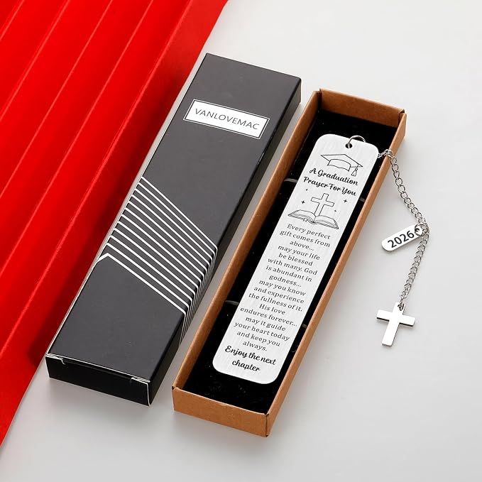 Christian Graduation Prayer Bookmark, Religious Graduation Gift for Him Her Women Men, Inspirational Bible Verse Bookmarks with Blessing, Class of 2026 Gifts for Senior High School College Graduates