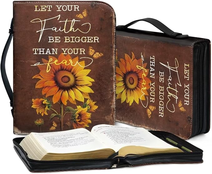 Sunflower Fall Women Bible Carrying Case - Multi-Purpose Bible Carrier - Lightweight Bible Cover for Woman - Large Size