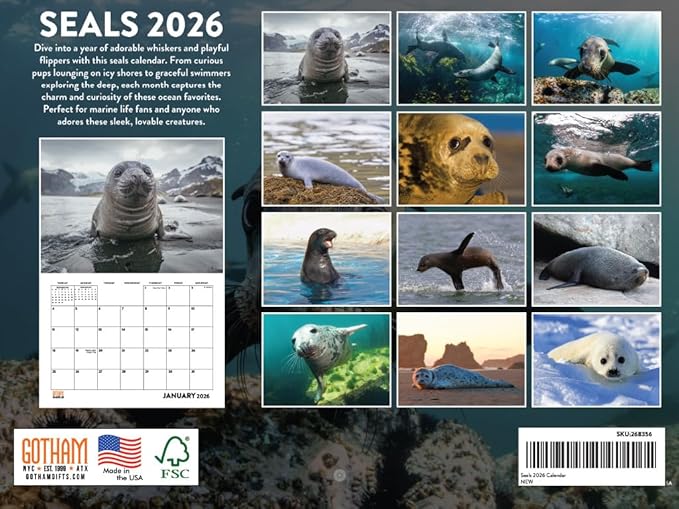 Seal Calendar 2026 Monthly Wall Calender 12 Month | American Made In The USA