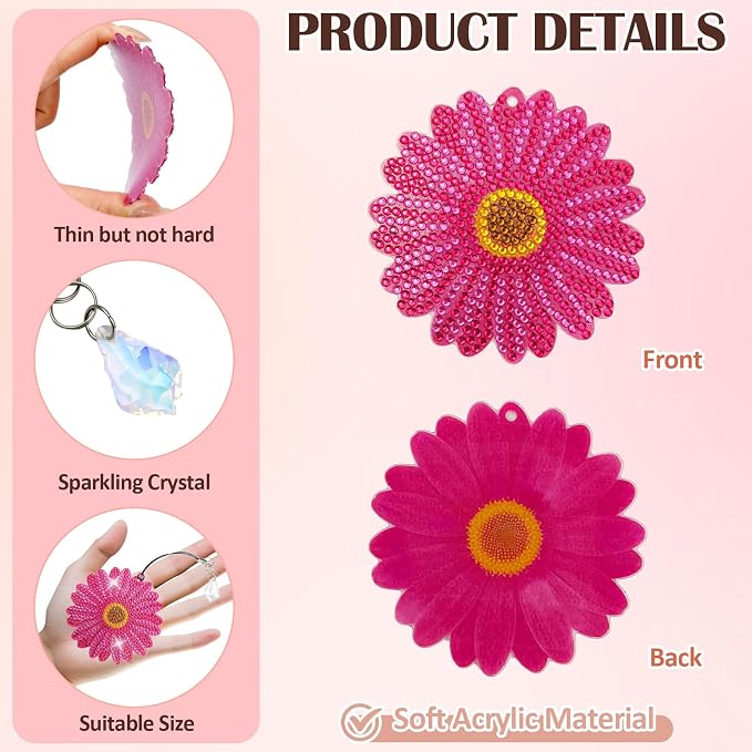8 Pcs Diamond Painting Bookmark, Diamond Art Kit for Adults, DIY Book Makers for Book Lovers, Diamond Dot Beginners, Small Diamond Art Kit, Paint by Art Crafts Gift for Women Girls (Flower)