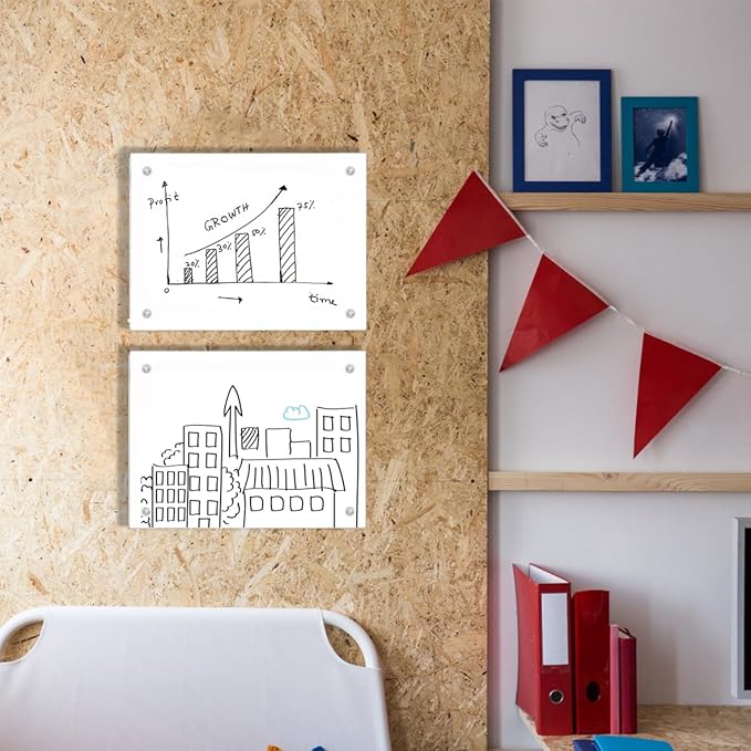 TORASO Glass Whiteboard, Dry Erase White Board, 11.8" x 15.7" Small Glass Board for Home Kitchen, Office, Frameless, Brilliance White(BB-WH-3040)