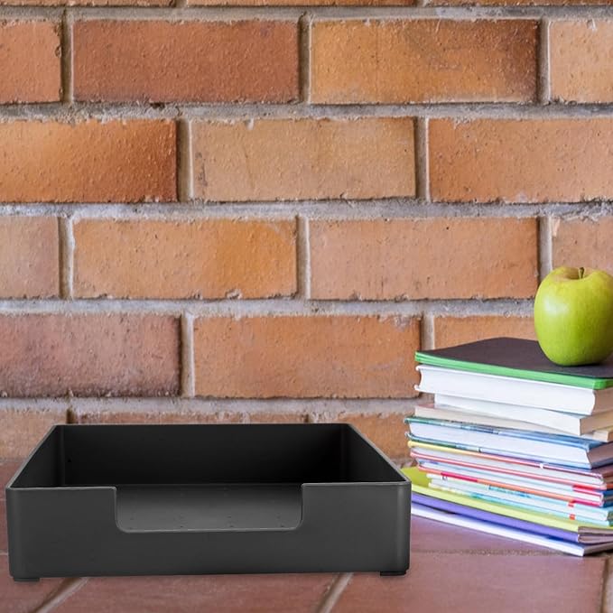 A4 Desktop File Storage Box with Dividers, Stackable Office Document Organizer, Black Sundries Storage Container for Home and Office Use