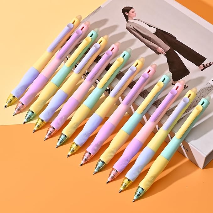Temiary 6 Pcs Retractable Erasable Gel Pens & 10 Pcs Extra Refills, Fine Point 0.5 mm with Comfortable Grip, Make Mistakes Disappear, Black Ink Pen for Planners and Crossword Puzzle (Black Ink)