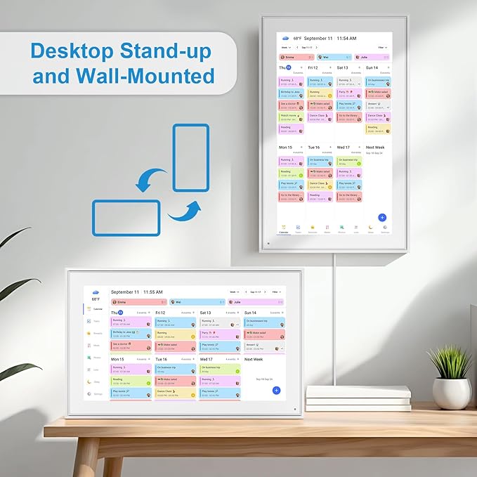 15.6 Inch Digital Calendar Wall Touch Screen Chore Chart, 32GB Electronic Calendar + Smart Family Planner, Wall and Desk Mountable, Gifts for Women Men, Gifts for Mom Dad