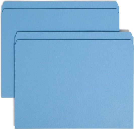 Smead File Folder, Straight-Cut Tab, Letter Size, Blue, 100 per Box (10935)