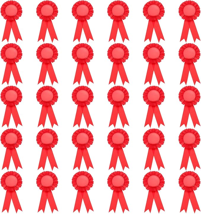 PATIKIL Red Blank Award Ribbon, 30 Pcs Prize Ribbon, Polyester, Multiple Occasions, Wedding, Graduation, Party, Competition, Red