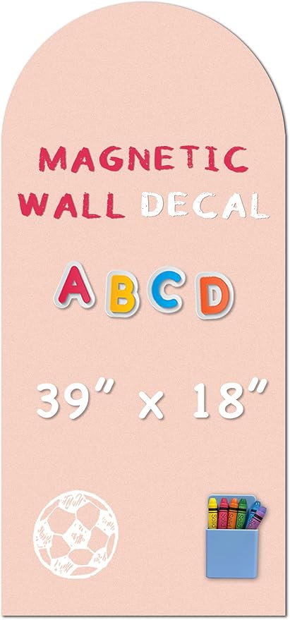 YOUNGJQ Magnetic Arch Wall Decal, Magnetic Chalkboard for Wall 39" x 18" Adhesive Backing Wallpaper for Playroom Home(Camel Blush)