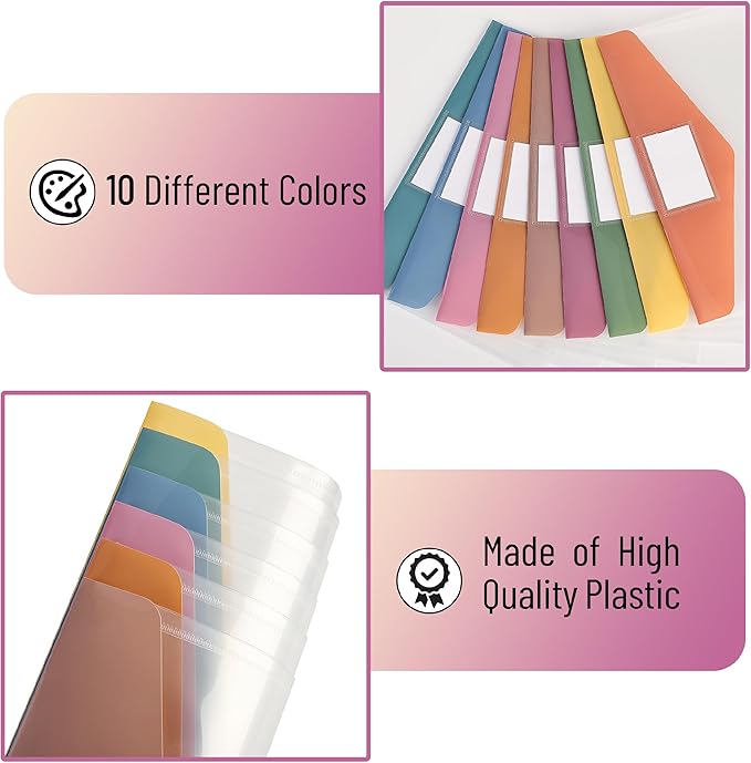 Mr. Pen- Clear Plastic Envelopes File Folders, 20 Pack, A4, Letter Size, Colorful Flaps, Clear Folders for Documents Plastic Poly Envelopes with Label for School, Home, Work, Office, Organizer