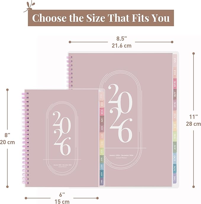 Rileys 2026 Planner, Agenda Planner With Weekly And Monthly View, Daily Agenda Book And Yearly Planners Calendar Book, Spiral Bound With Tabs, Notes, Goals And Holidays (Pink, 8 x 6 in)