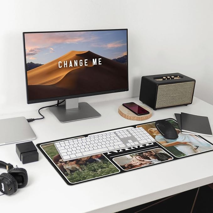 Custom Mouse Pads, Custom Big Mouse Pad 16 * 29.5in, Customized Desktop Mat with 4 Photos and Name, Desk Accessories, Workspace Organizers, Mousepad Gaming, Office Accessories, Keyboard Pad