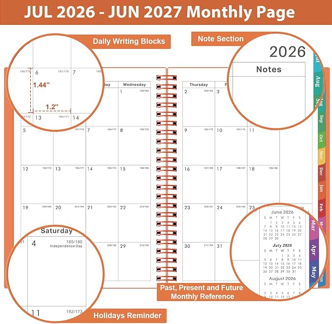 Planner 2026-2027 - Academic Planner 2026-2027,Planner Weekly and Monthly with Tabs, JULY 2026 - JUNE 2027, 6.25" × 8.3", Strong Twin-Wire Binding
