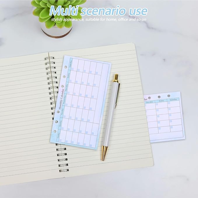 Veemoon Monthly Planner Refill for 6-ring Binder A6 Size with 14 Undated Gradient Color Sheets, Monthly and Weekly Calendar Inserts for Budget, Meal Planning, and Home Organization